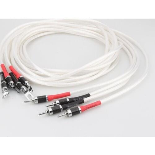 Audiocrast A27 HIFI Silver-plated Speaker Cable Hi-end 4N OFC Speaker Wire For Hi-fi Systems Y Plug Banana plug Speaker Cable