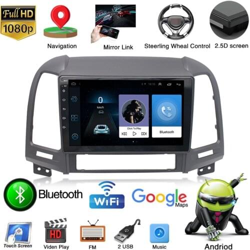 2G+32G CarPlay DSP Android 9.1 Car Radio Multimedia Stereo Audio Player GPS Navigation Head Unit For Hyundai Santa Fe 2005-2012