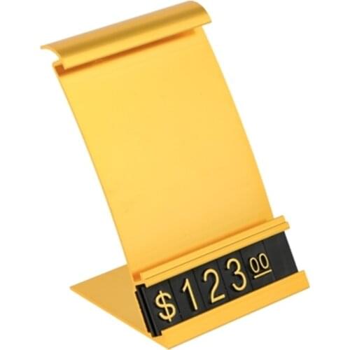 Aluminum Frame Jewelry Price Tag Adjustable Numeral Pricing Cube Sign Card Holder Wine Cellphone Alloy Counter Display Stand