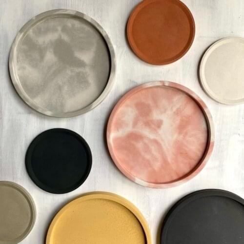 Concrete Large Round Tray Molds Silicone Friut Holder Tray Molds Hexagon Square Rectangle Plate Molds Resin Tray Mold