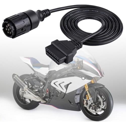 Diagnostic Connector Cable Portable Stable Transmission 10 Pin to 16 Pin Black OBD2 Diagnostic Extension Cable for BMW Motorcycl