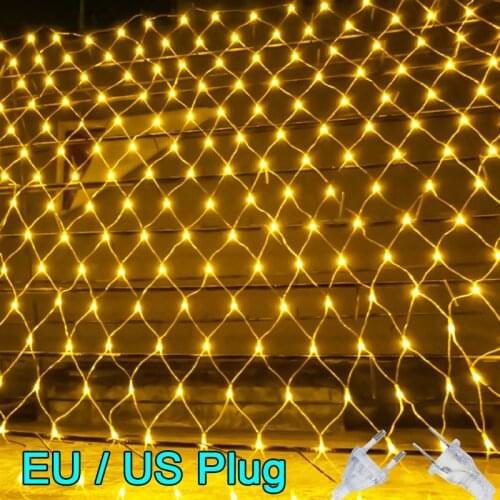 LED Net Curtain Mesh Fairy String Light Christmas 3x2m 192Led Party Wedding New Year Garland Outdoor Garden Decoration Tail Plug