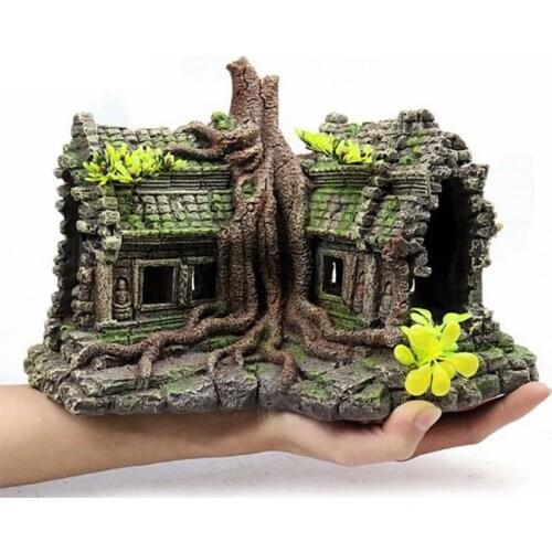 Resin Imitation Wooden Root House Ruins Aquarium Ornament Fish Tank Decoration