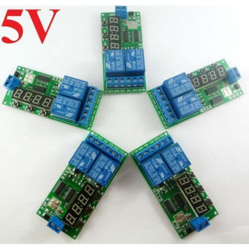 KC22B02_5V*5 5pcs DC 5V Digital Dual Programmable Relay Control Cycle Delay Timer Timing Switch LED
