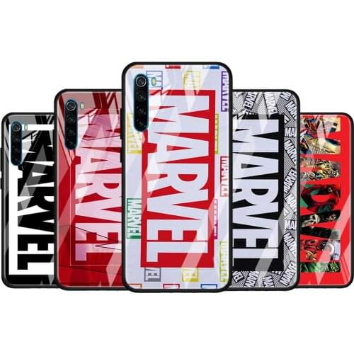 Marvel logo cool for Xiaomi Redmi K40 K30 K20 Pro Plus 9C 9A 9 8A 7 Luxury Shell Tempered Glass Phone Case Cover