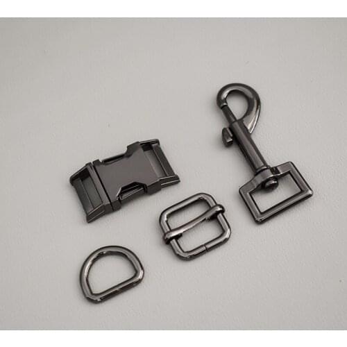 100 Suit （Metal Buckle+Adjust Buckle+D Ring+Metal Dog Clasp/Set) 20mm Webbing Metal Slider DIY Pet Collar Strap Bag Belt Accesso