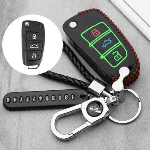 Leather car key case Cover For Chery Key Case Protecting Holder ARRIZO7 E3 E5 A3 A5 Tiggo 3 5 Fulwin2 Eastar Remote cat styling
