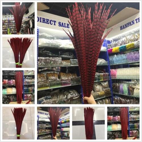 Beautiful 50pcs Perfect Red 24-72inch/60-180 cm Natural Copper Chicken Feathers decoration diy collection stage performance