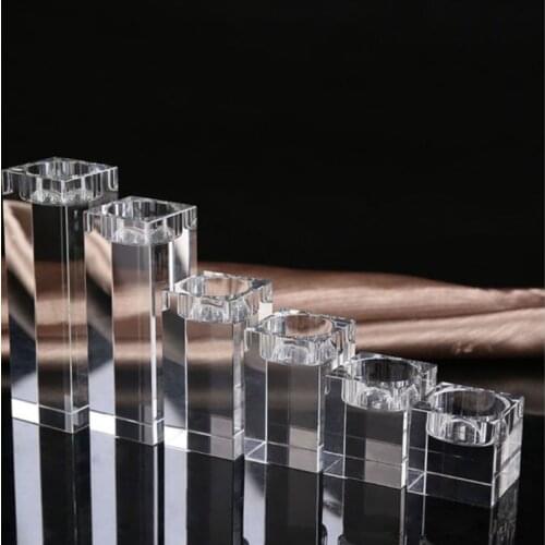 Square White Crystal Religious Candle Holder Tealight Candlestick for Home Wedding Party Decorations Candelabra Centerpieces