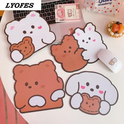 Lovely kawaii Cute Bear Bunny Puppy Mouse Pad Desk Mat Pads Non-slip Waterproof Office Home Decor Cup Mat Antislip Girls Boys