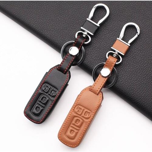 Fashion men leather motorcycle key case cover set For Honda n-one N-BOX N wagon Plus 2018 New 4 buttons keypad shell