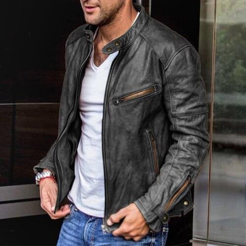 Men PU Leather Jackets Spring Autumn Coat Male Fashion Sport Outwear Windproof Overcoat Biker Men Clothing Plus Size Coat LX177