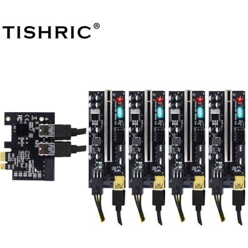 Newest TISHRIC PCIE 1 to 4 Riser Card PCI Express Multiplier Riser 009S/009S Plus Mining GPU Video Card Adapter PCI-E 16X Riser
