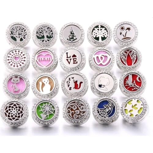 New Aromatherapy 18mm Snap Buttons Perfume Locket Magnetic Stainless Steel Essential Oil Diffuser Snap Button Bracelet Jewelry