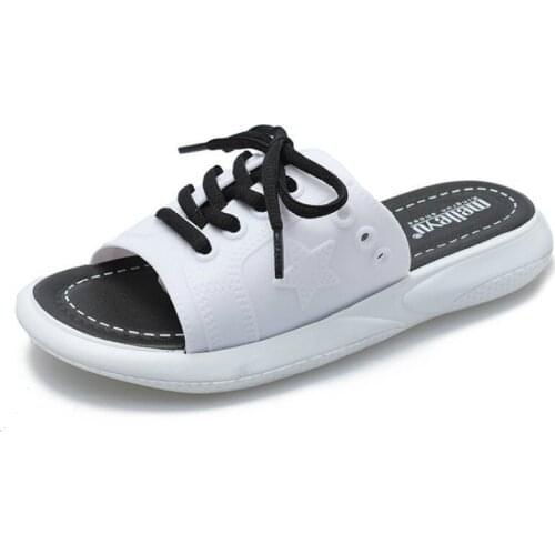 2019 new summer womes slippers fashion PU shoes woman cross tied slippers house slipper women