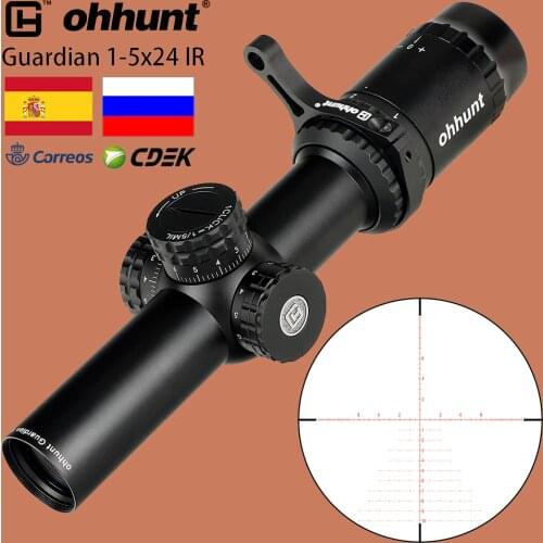Ohhunt Guardian 1-5X24 IR Hunting Riflescope Red Green Dot Illuminated Glass Etched Reticle Tactical Optical Sight Turrets Lock