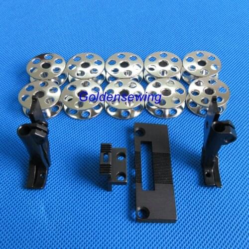 Fit Juki LU-562 Left & Right Zipper Foot Needle Plate Feeder 10 Large Bobbins