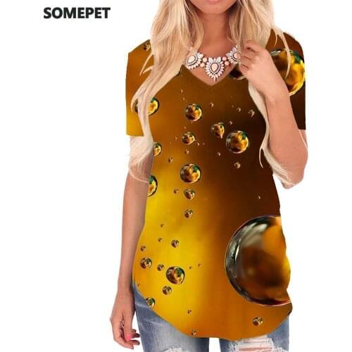 SOMEPET Psychedelic T Shirt Women Abstract Funny T shirts Harajuku Tshirts Printed Art V-neck Tshirt Womens Clothing Hip hop