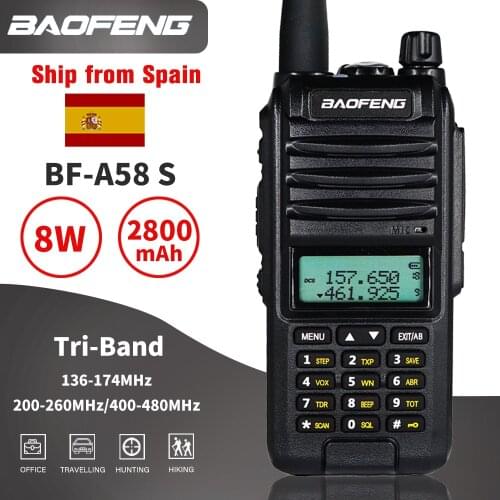 8W Baofeng A58S Tri-Band Walkie Talkie 10km Three Way Radio BF A58 S VHF UHF Dual Band Transceiver 2800mAh Portable CB Ham Radio