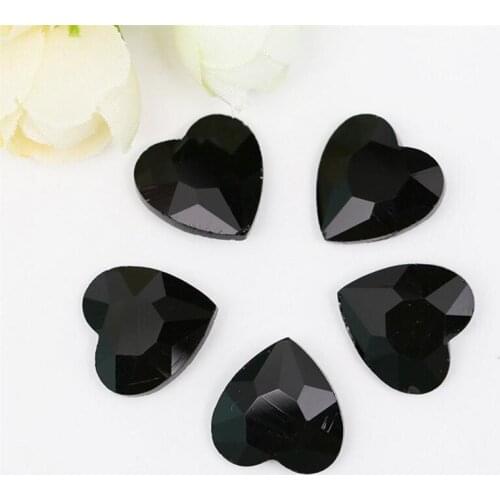 Various Size Black Jet Color Heart Shape Hand Craft Pointback Rhinestones Glass DIY Crystal Rhinestone Garment Dress Decoration