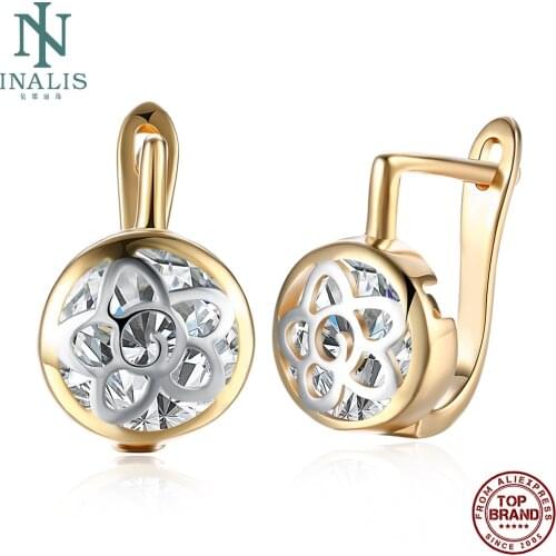 INALIS Stud Earrings For Women Floral Cutout Vintage Geometric Copper Earring New Arrival Fashion Jewelry Romantic Valentine Day