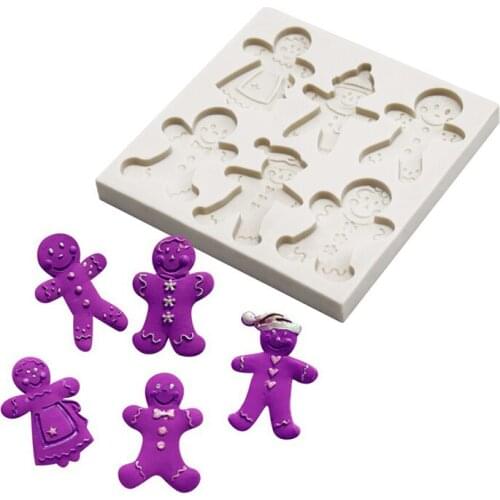 1pcs Silicone Cake Mold Chocolate Fondant Candy Mold Christmas Gingerbread Man Christmas Series Baking Tool
