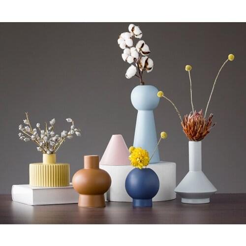 Scandinavian Morandi ceramic vase Art Flower Arrangement Dry Flower vases creative ornament Home Decoration Wedding Gifts