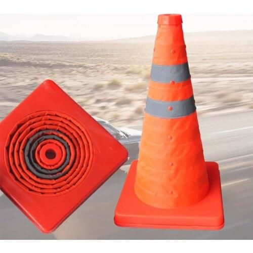 42cm Folding Road Safety Warning Sign Traffic Cone Orange Reflective Tape 20CB