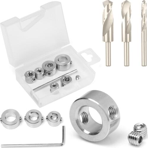 1 SET Stainless Steel Controlled Depth Stopper Ring Drill Locator Bit Limit Ring Stop Bit Collar Woodworking Drill Accessories