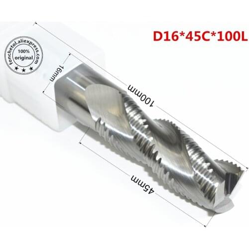 D16mm*d16*45mm*100L-1PCS,Solid carbide end mill,Corn milling cutter,tungsten steel Aluminum and steel cutter,HRC50 crude bit