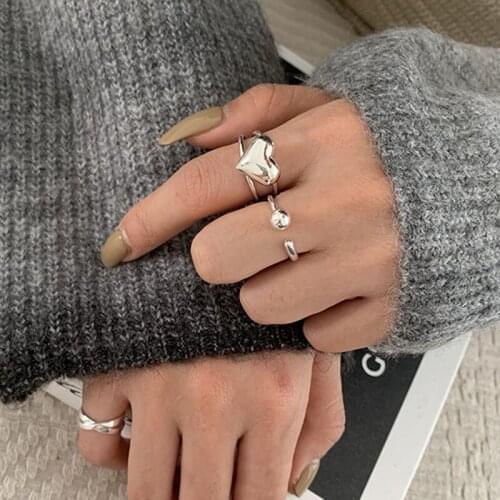 XIYANIKE S925 LOVE Heart Rings for Women Fashion Elegant Round Ball Finger Jewelry Vintage Punk Party Accessories