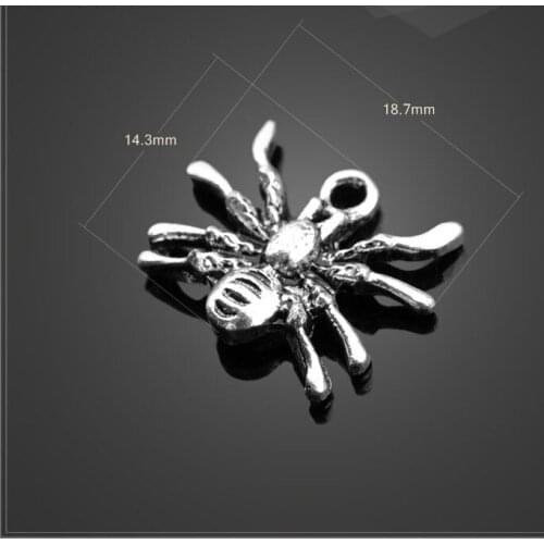 High quality 20 PCS/Lot 14.3mm*18.7mm jewelry handmade antique silver plated animals spider charms