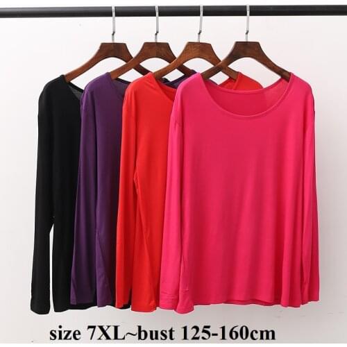 Size 7XL bust 125-160cm Modal Womens Thermal Underwear Solid Color Long Johns for Women Thermal Top Thin Women Warming Tops