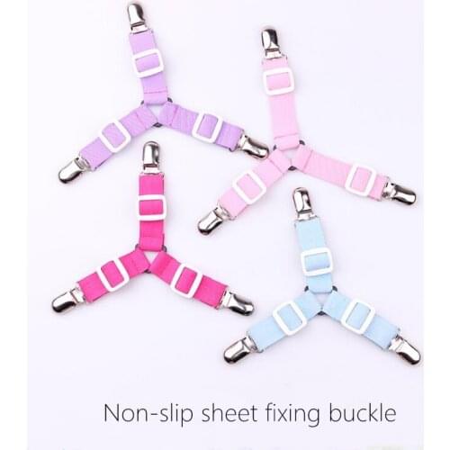 4Pcs/Set Bed Sheet Clip Bed sheet Belt Fastener Mattress Elastic Non-slip Clip Blanket Gripper