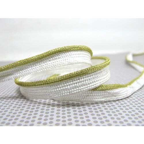 5 Yards 8mm Gold and White Glittery Piping Lip Cord Trim|Pillow Cushion Trim|Upholstery Edging Trim Sewing Supplies