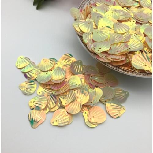 50g 13mm Shell Sequins Loose PVC Paillettes for Crafts Children Sewing DIY Dress Clothing Accessories Beige AB