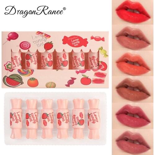 6 colors Lip Glaze Candy Shape Lip Gloss Moisturizing Waterproof Long Lasting Liquid Lip Delicate Makeup Cosmetic TSLM1