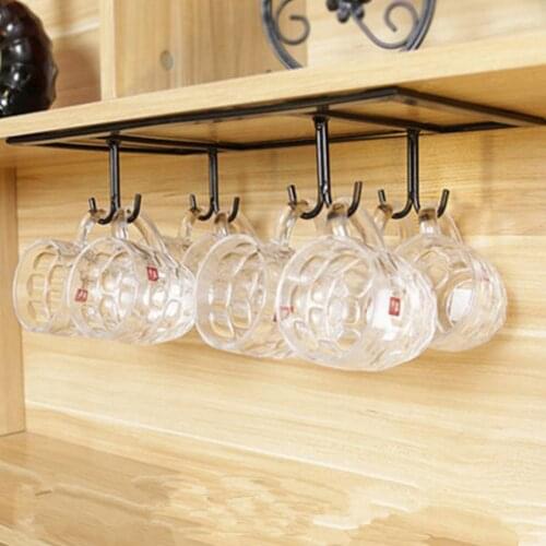 60% Hot Sales!!! Tea Coffee Cup Holder Mug Iron Rack Suspended Under Table Hook Storage Organizer