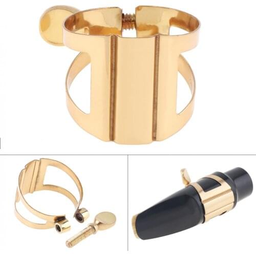 Alto Saxophone Mouthpiece Ligature Gold-plated Brass Ligature Fastener for Rubber Mouthpiece