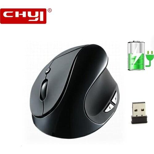 CHYI Red Wireless Vertical Ergonomic Mouse 2.4Ghz Rechargeable Usb Optical Computer Mause 3d 1600 DPI PC Mice For Macbook Laptop