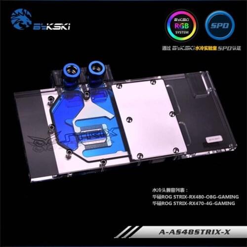 Bykski PC water cooling Radiator GPU cooler video card Graphics Card Water Block for ASUS RX480 RX580 STRIX A-AS48STRIX-X