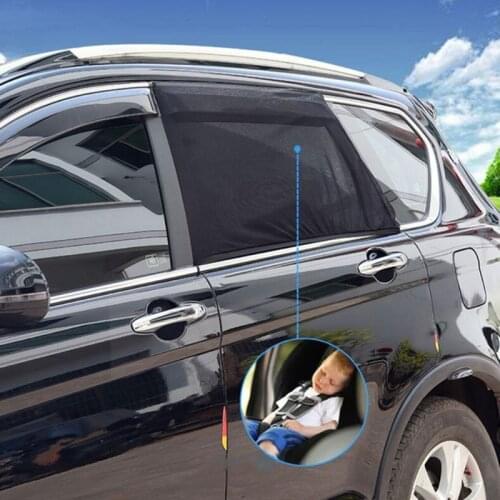 2Pcs Car Kids Sun Shade Shield Socks Rear Side Window Square UV Cover stretchable Mesh Car Sun Shade #620