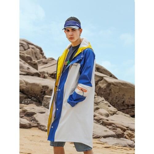 Long Adult Raincoat Hooded Blue Lightweight Waterproof Travel Raincoat Outdoor Poncho Impermeable Couple Hiking Rain Gear MM60YY