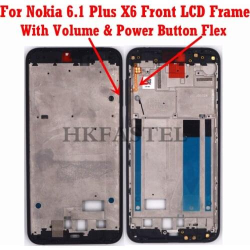 For Nokia 6.1 Plus X6 Original Housing Mobile Phone Front LCD Frame cover volume power key flex Button (Not SIM card tray