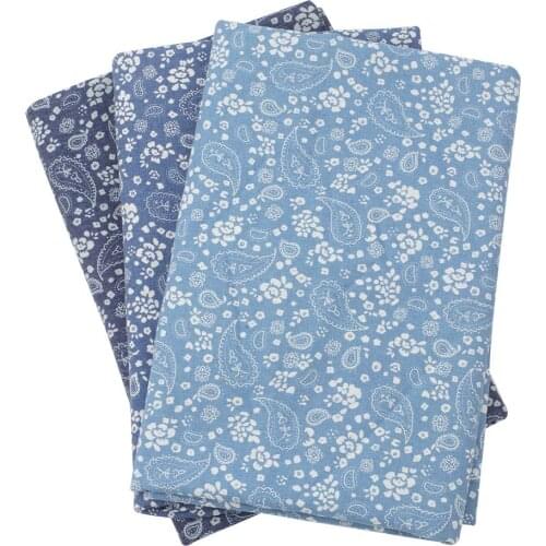 Cashew flowers Denim fabric Jacket Jeans Cloth Shirts Dress Summer Thin Denim DIY Handmade patchwork fabric Quilting Sewing