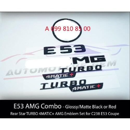 E53 COUPE for AMG TURBO 4MATIC+ Rear Star Emblem Black Badge Combo Set for Mercedes C238 A 099 810 85 00