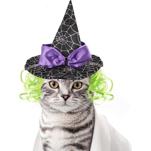 Halloween Hat for Dog Cat Wig Cap Costume Kitten Doggy Chihuahua Yorkie Headdress Party Decoration Puppy Accessories