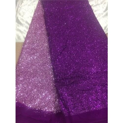 Hot selling purple mixed light purple glued glitter tulle Lace Fabric glued glitter lace fabric JRB-102811 for party dress