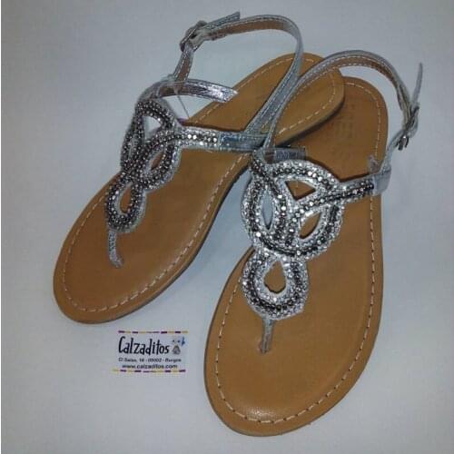 Leather toe sandals for girl or girl in silver, strawberry with cream by Conguitos