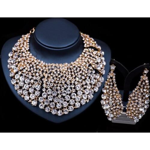 LAN PALACE fashion bridal necklace mariage nigerian necklace and earrings for party gold set india jewelry free shipping